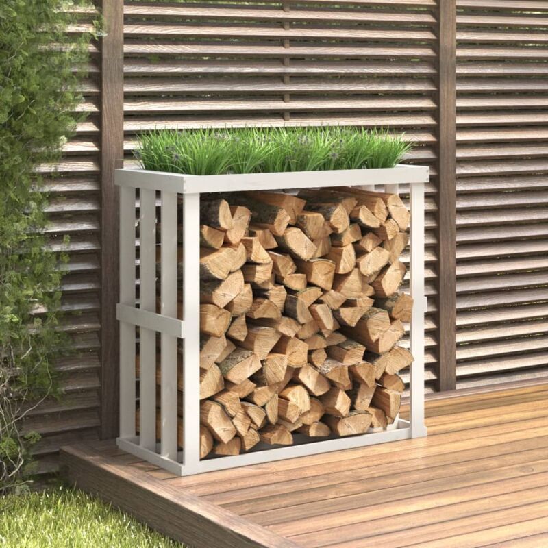 foto del prodotto portaceppi da esterno bianco 108x52x106 cm legno massello pino vidaxl