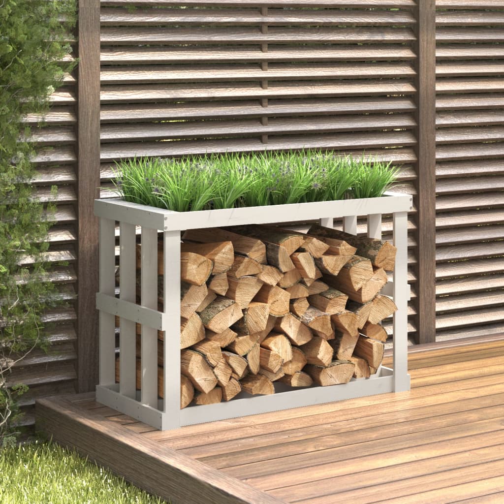foto del prodotto portaceppi da esterno bianco 108x52x74 cm legno massello pino