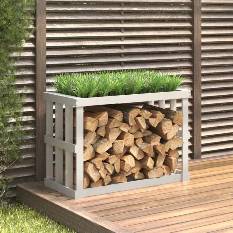 foto del prodotto portaceppi da esterno bianco 108x52x74 cm legno massello pino vidaxl