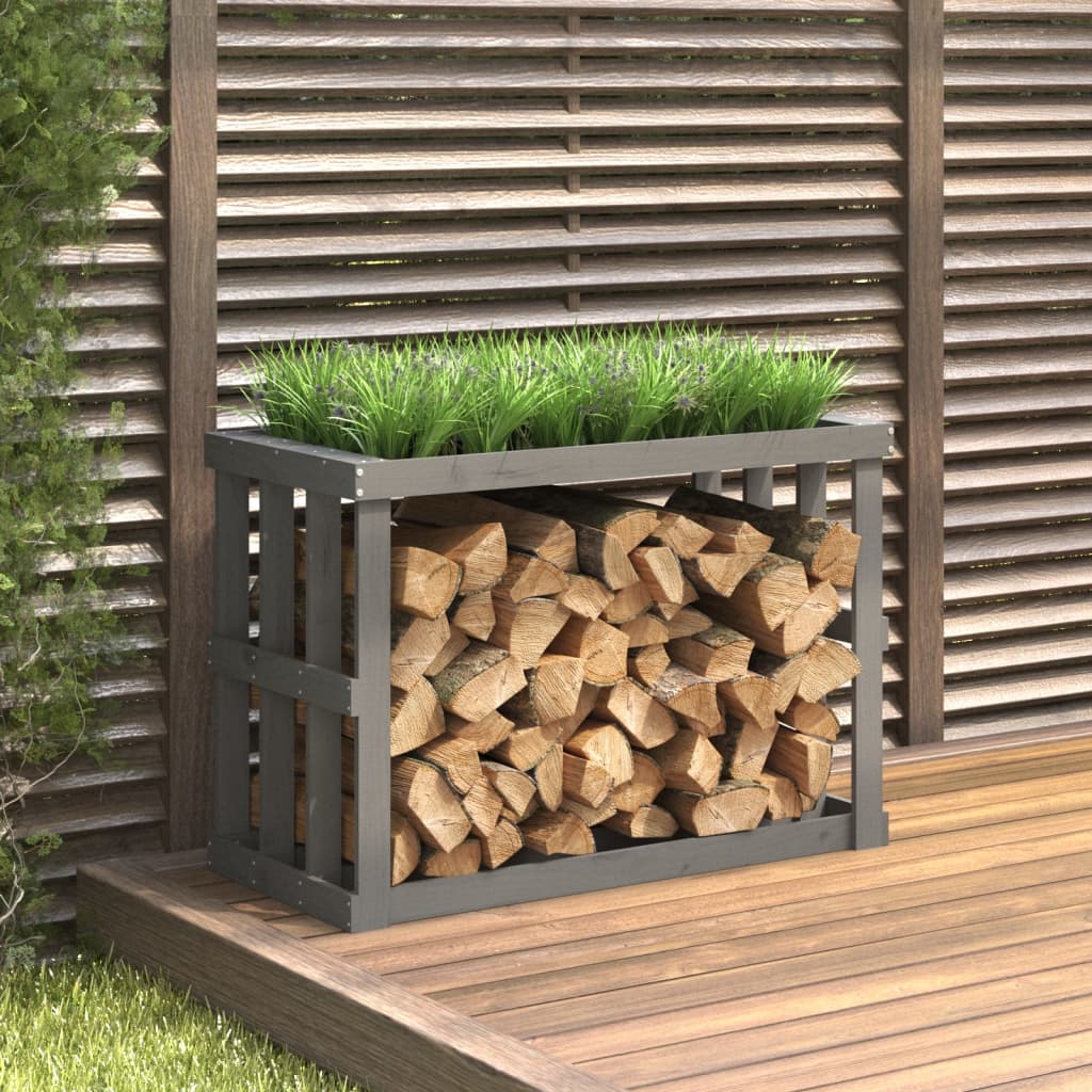 foto del prodotto portaceppi da esterno grigio 108x52x74 cm legno massello pino