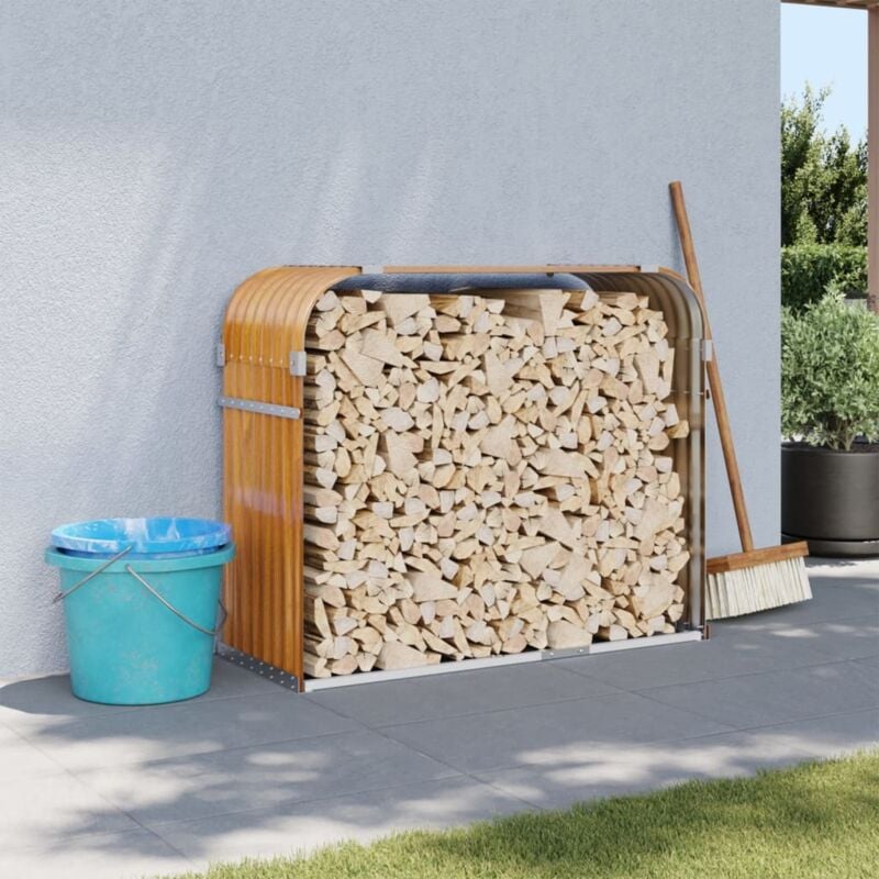 foto del prodotto portaceppi effetto legno 120x45x100 cm in acciaio zincato vidaxl