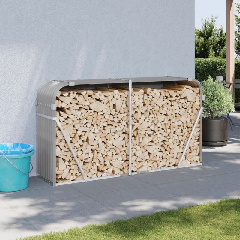 foto del prodotto portaceppi grigio chiaro 180x45x100 cm in acciaio zincato vidaxl