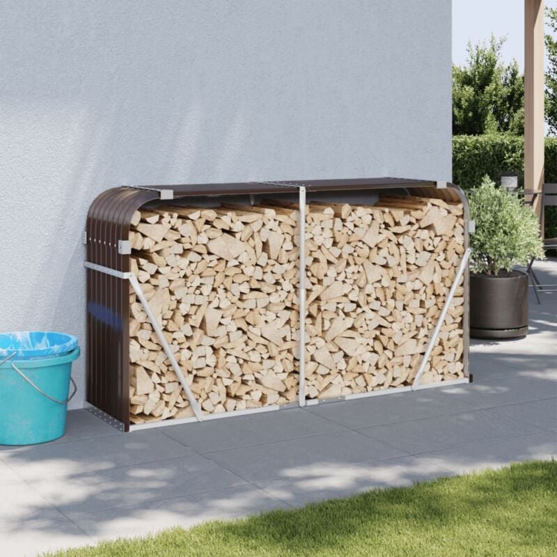 foto del prodotto portaceppi marrone 180x45x100 cm in acciaio zincato vidaxl