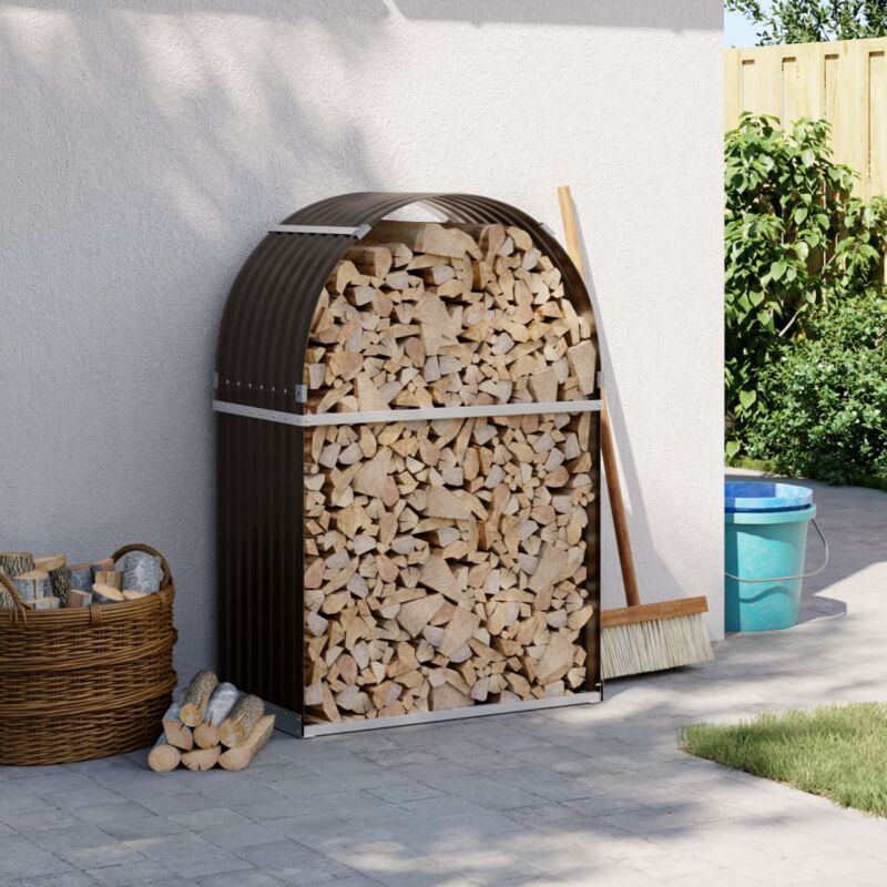 foto del prodotto portaceppi marrone 80x45x120 cm in acciaio zincato vidaxl