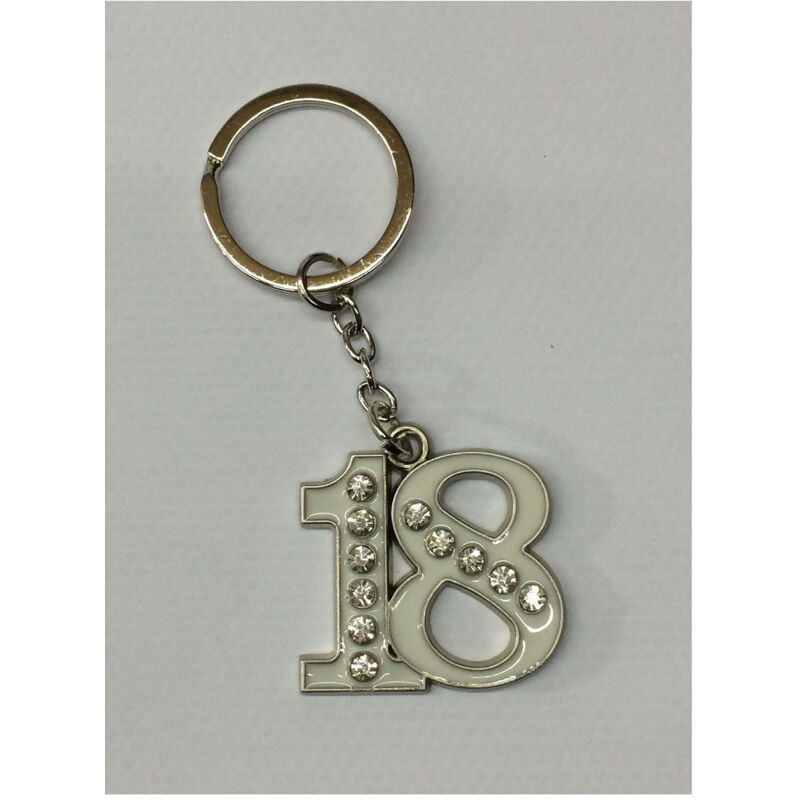 foto del prodotto portachiavi 18 anni bomboniera compleanno gadget festa party regalo diciottesimo bianco trade shop traesio