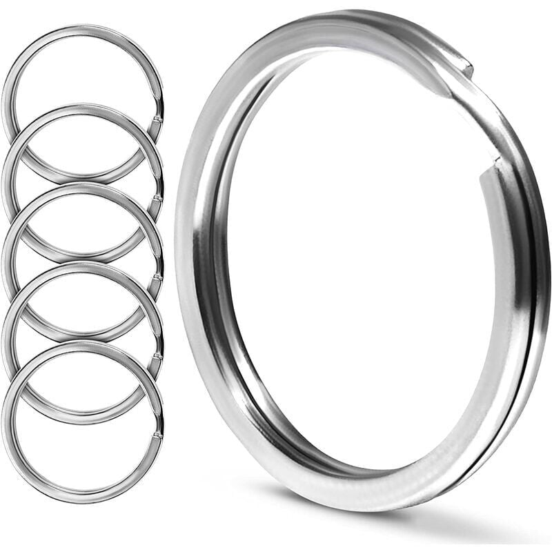 foto del prodotto portachiavi in acciaio inossidabile crediri - 5 pezzi anelli divisi rotondi da 25 mm per portachiavi - portachiavi chirurgici in acciaio inossidabile