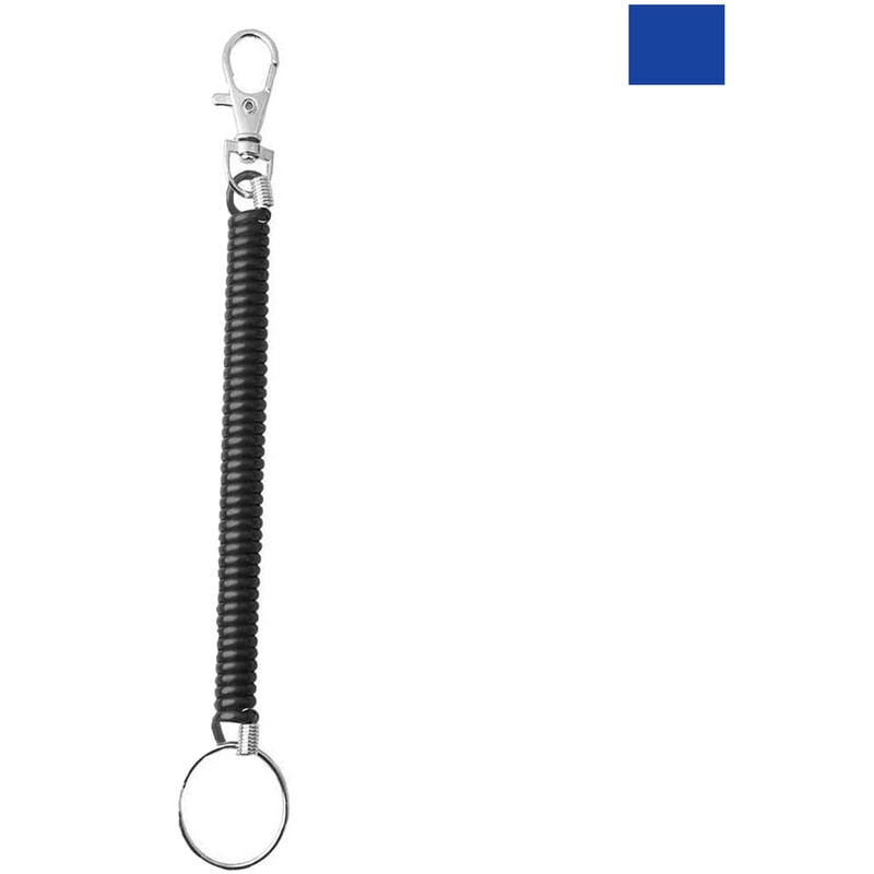 foto del prodotto portachiavi spirale a molla elastico filo antismarrimento nero blu chiavi auto
