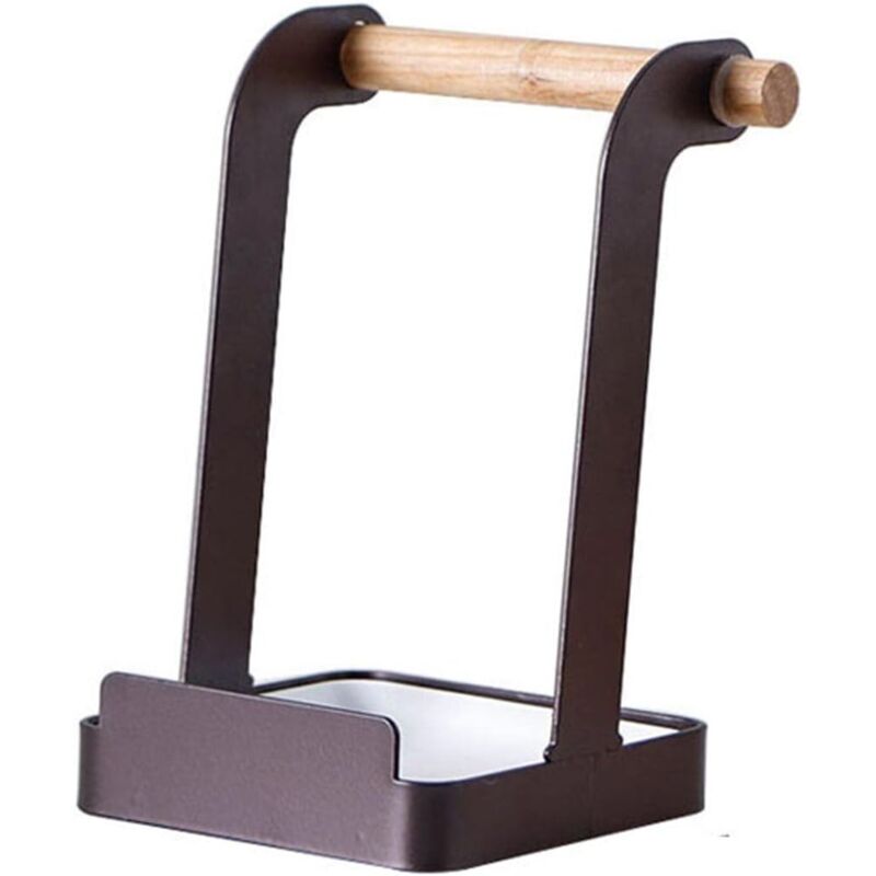 foto del prodotto portacoperchio e cucchiaio multifunzionale, porta cucchiaio e mestolo, porta utensili da cucina, porta tagliere, poggia cucchiaio, nero
