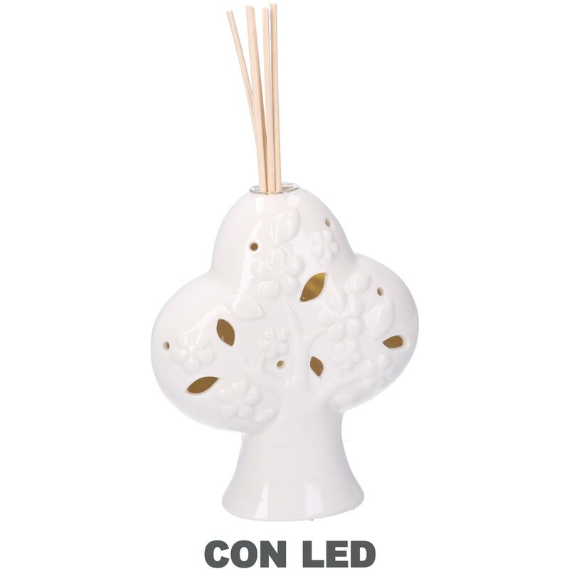 foto del prodotto portaessenze ceramica albero con led bianco cm14x14h16 24