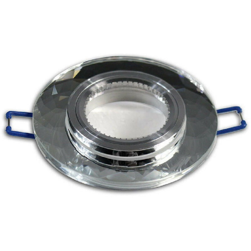 foto del prodotto portafaretto da incasso tondo vetro effetto specchio supporto controsoffitto p19 - argento - trade shop traesio