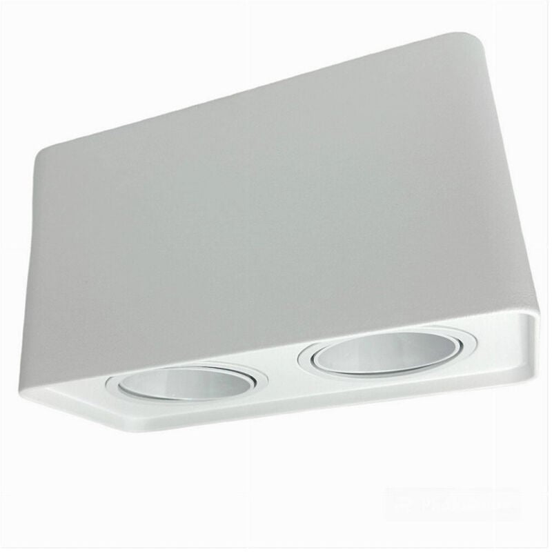foto del prodotto portafaretto doppio orientabile da soffitto bianco per faretto gu10 gu5.3 p34-b2 - - trade shop traesio
