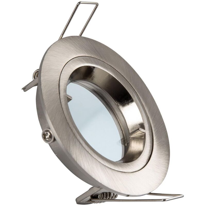 foto del prodotto portafaretto downlight circolare argento per lampadina led gu10 gu5.3 foro 65 mm argento