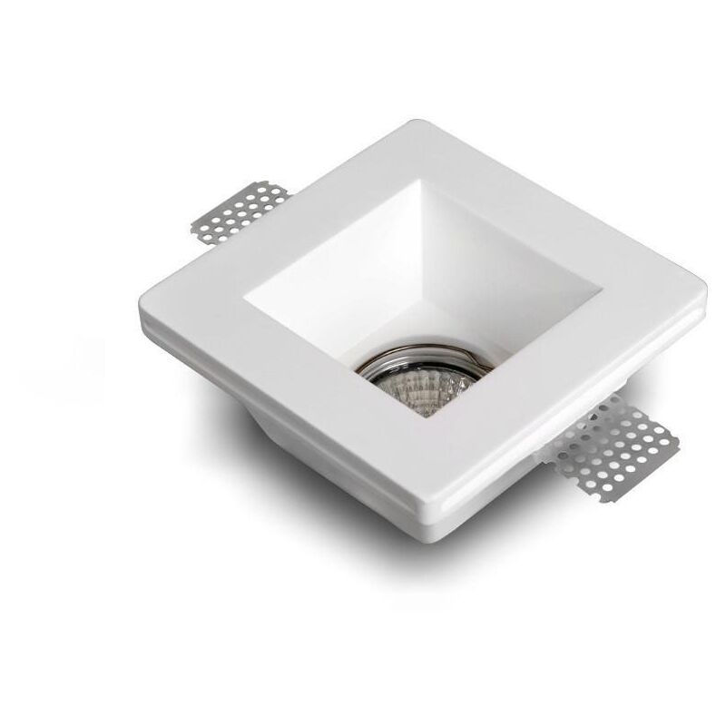 foto del prodotto portafaretto downlight integrazione cartongesso quadrato per lampadina led gu10 gu5.3 foro 123x123 mm ugr17 bianco