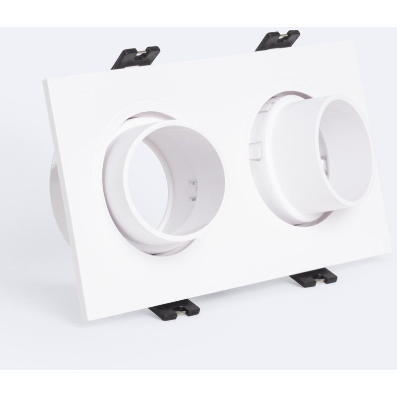 foto del prodotto portafaretto downlight quadrato basculante basso ugr per due lampadine led gu10 gu5.3 foro 75x150 mm suefix bianco