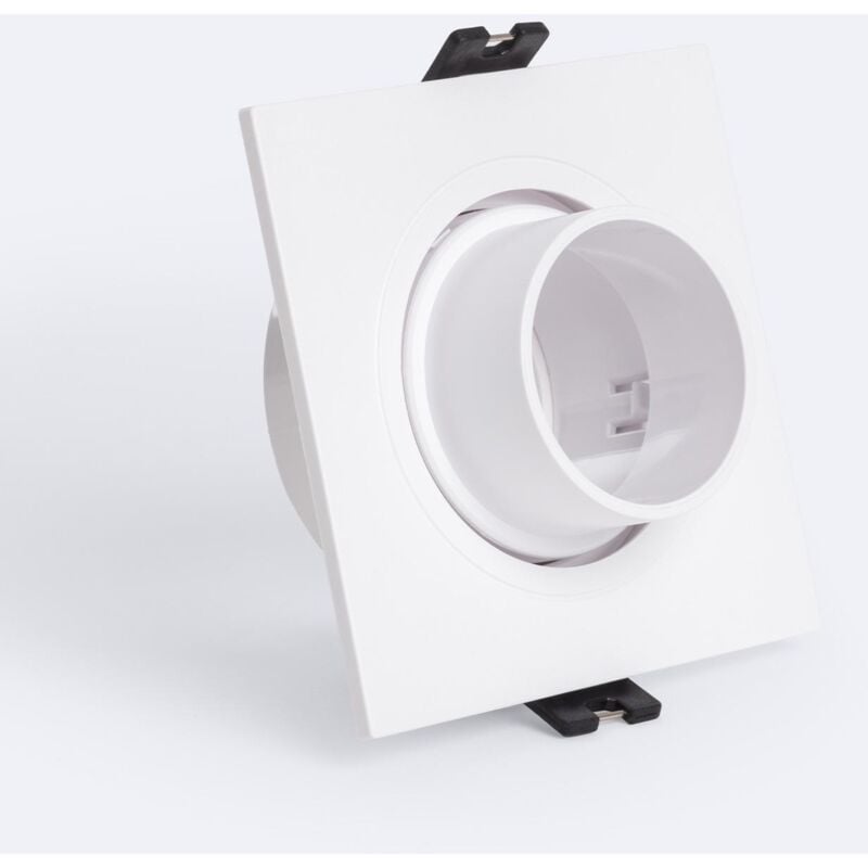 foto del prodotto portafaretto downlight quadrato basculante basso ugr per lampadina led gu10 gu5.3 foro 75 mm suefix bianco