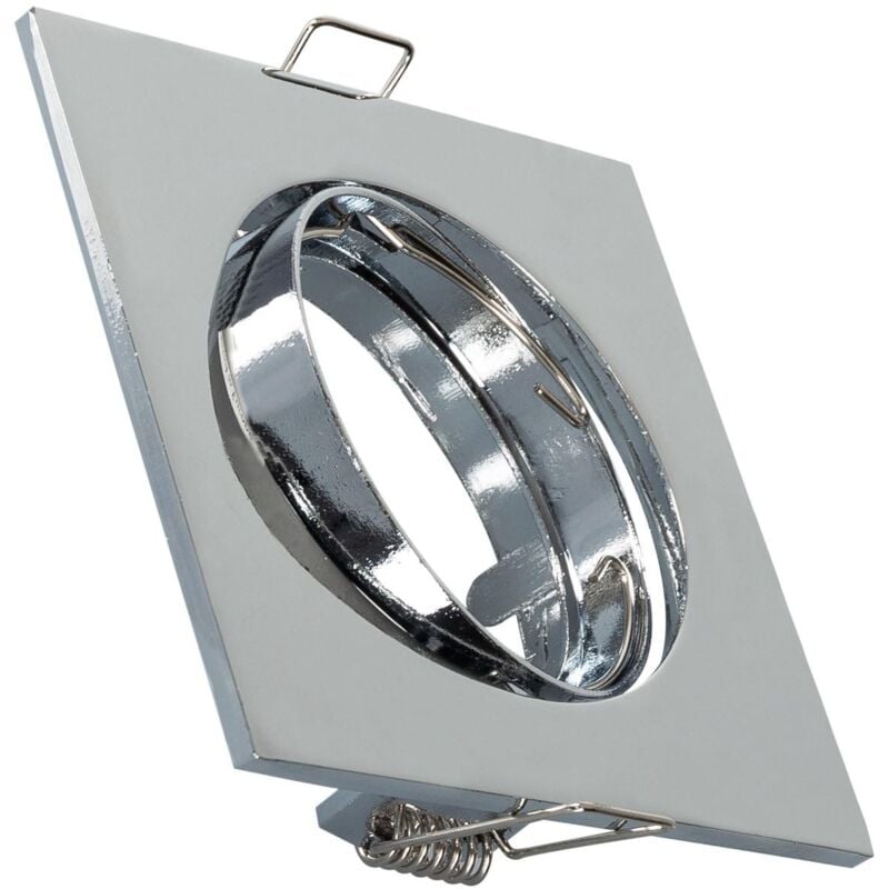 foto del prodotto portafaretto downlight quadrato basculante per lampadina led gu10 gu5.3 foro 72 mm cromato