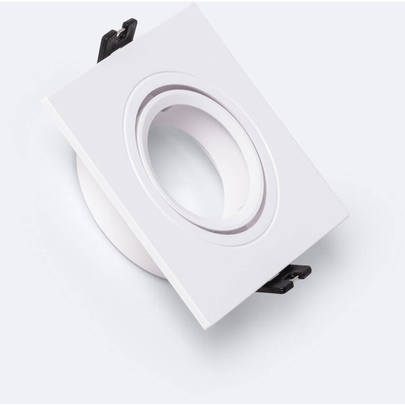 foto del prodotto portafaretto downlight quadrato basculante per lampadina led gu10 gu5.3 foro 75 mm bianco