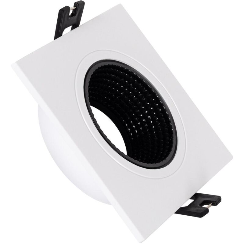 foto del prodotto portafaretto downlight quadrato basculante per lampadina led gu10 gu5.3 foro 80 mm bianco nero