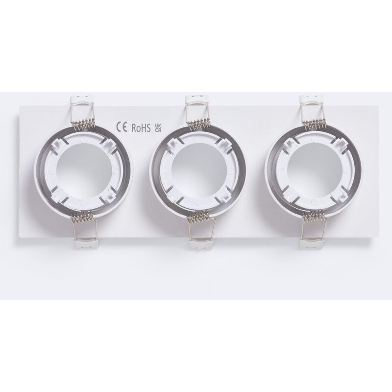 foto del prodotto portafaretto downlight quadrato bianco per 3 lampadine led gu10 gu5.3 foro 235x75 mm bianco