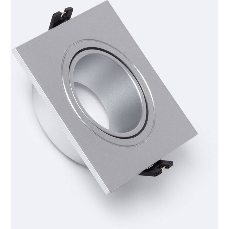 foto del prodotto portafaretto downlight quadrato conico basculante per lampadina led gu10 gu5.3 foro 75 mm argento