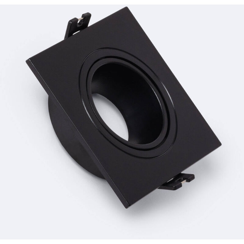 foto del prodotto portafaretto downlight quadrato conico basculante per lampadina led gu10 gu5.3 foro 75 mm nero