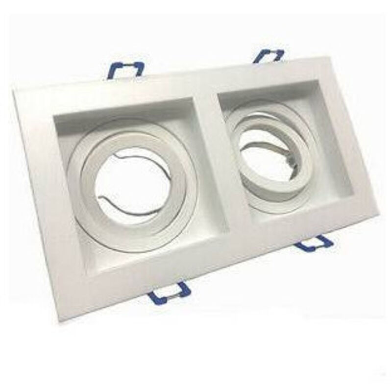 foto del prodotto portafaretto incasso orientabile doppio per due faretti per controsoffitta p24 - bianco - trade shop traesio