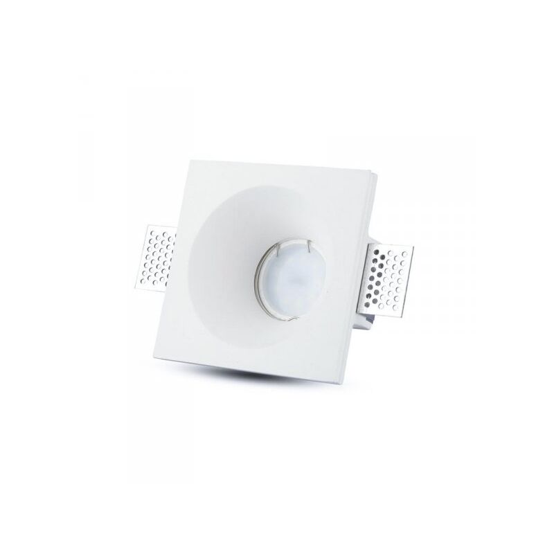foto del prodotto portafaretto lampada led gu10 da incasso a scomparsa corpo quadrato 100x100mm in gesso bianco verniciabile sku 3696