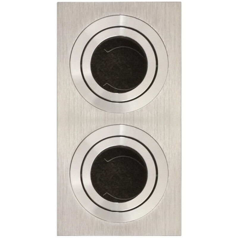 foto del prodotto portafaretto orientabile gu10 mr16 da incasso 173x90mm acciaio satinato rettangolare 2 posti novaline