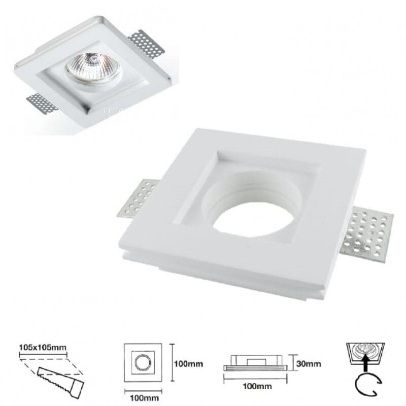 foto del prodotto portafaretto quadrato in gesso a scomparsa da incasso controsoffitti lampade led