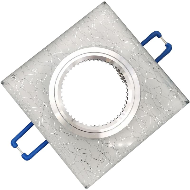 foto del prodotto portafaretto quadrato in vetro argento fisso da incasso cartongesso per lampadine gu10 mr16