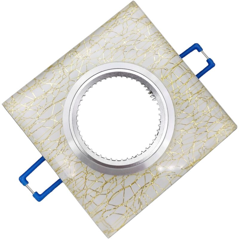 foto del prodotto portafaretto quadrato in vetro oro fisso da incasso cartongesso per lampadine gu10 mr16