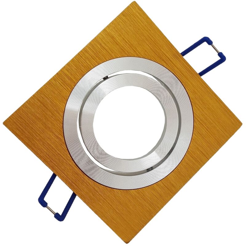foto del prodotto portafaretto quadrato oro orientabile da incasso cartongesso per lampadine led gu10 con ghiera svitabile