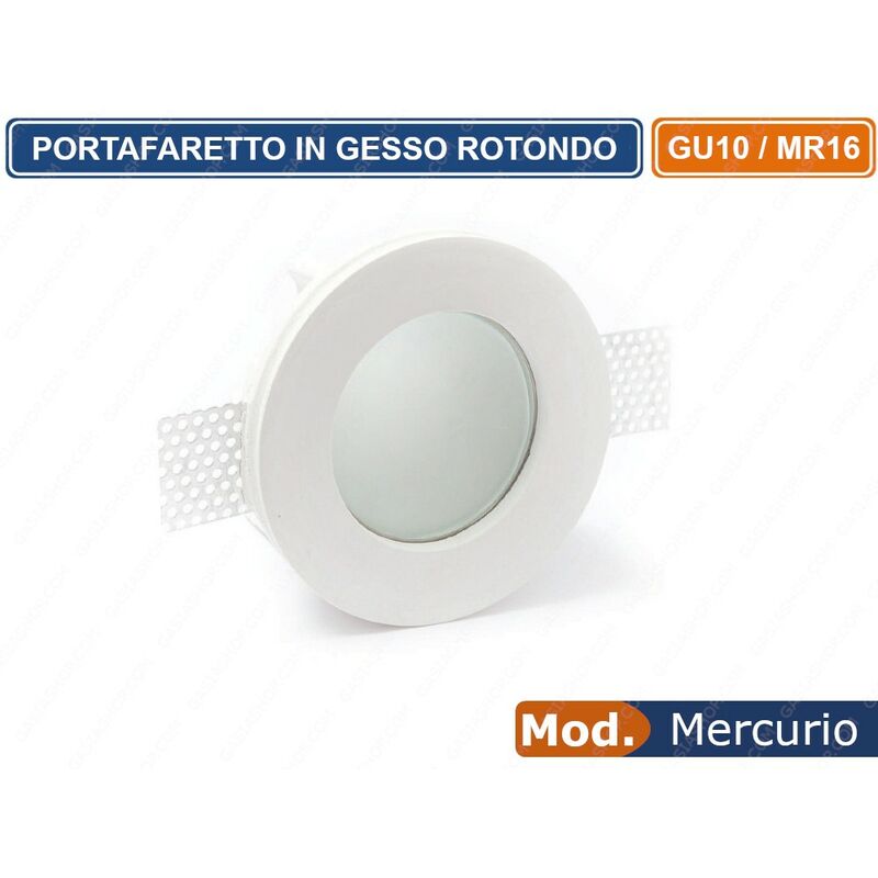 foto del prodotto portafaretto rotondo da incasso in gesso copertura opaca per lampadine gu10 mr16