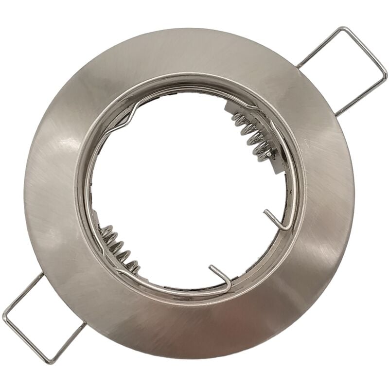 foto del prodotto portafaretto tondo acciaio argento spazzolato fisso da incasso cartongesso per lampadine gu10 mr16