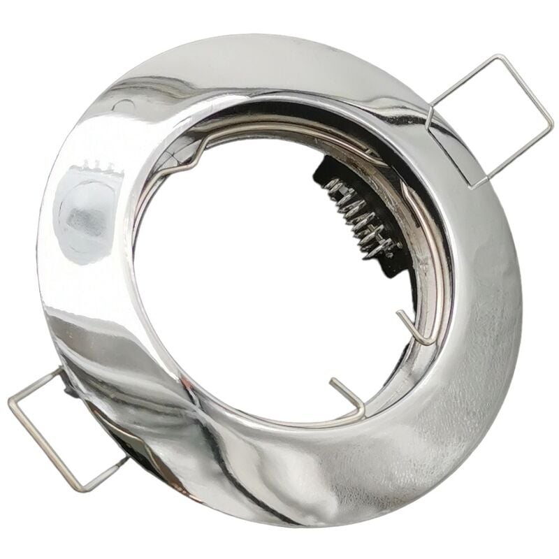 foto del prodotto portafaretto tondo acciaio cromato argento lucido fisso da incasso cartongesso per lampadina led gu10 mr16