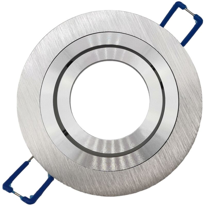 foto del prodotto portafaretto tondo argento satinato orientabile da incasso cartongesso per lampadine led gu10 con ghiera svitabile