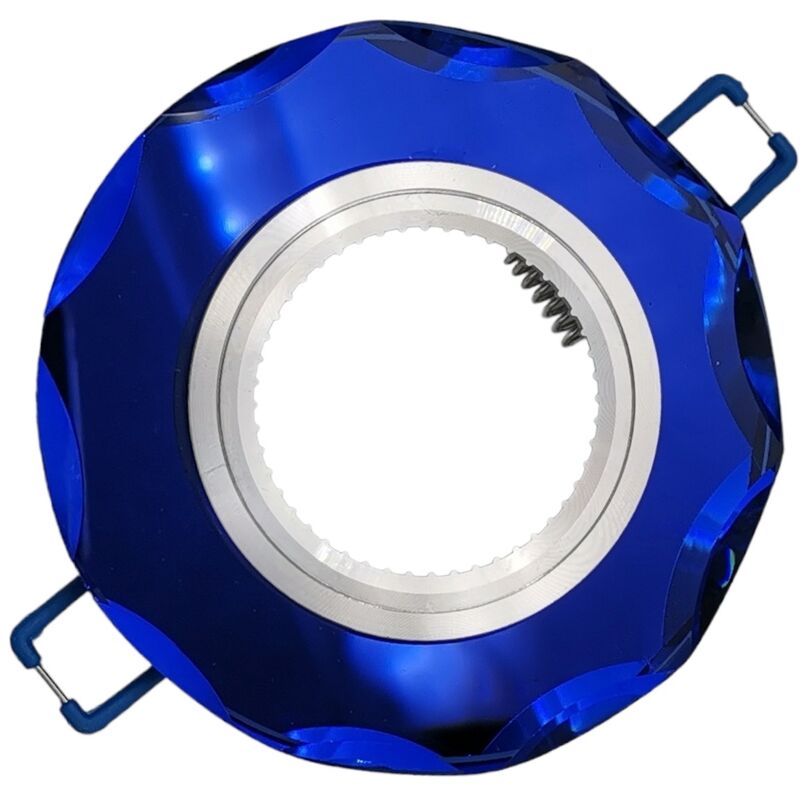foto del prodotto portafaretto tondo in vetro modanato fisso da incasso cartongesso per led gu10 blu