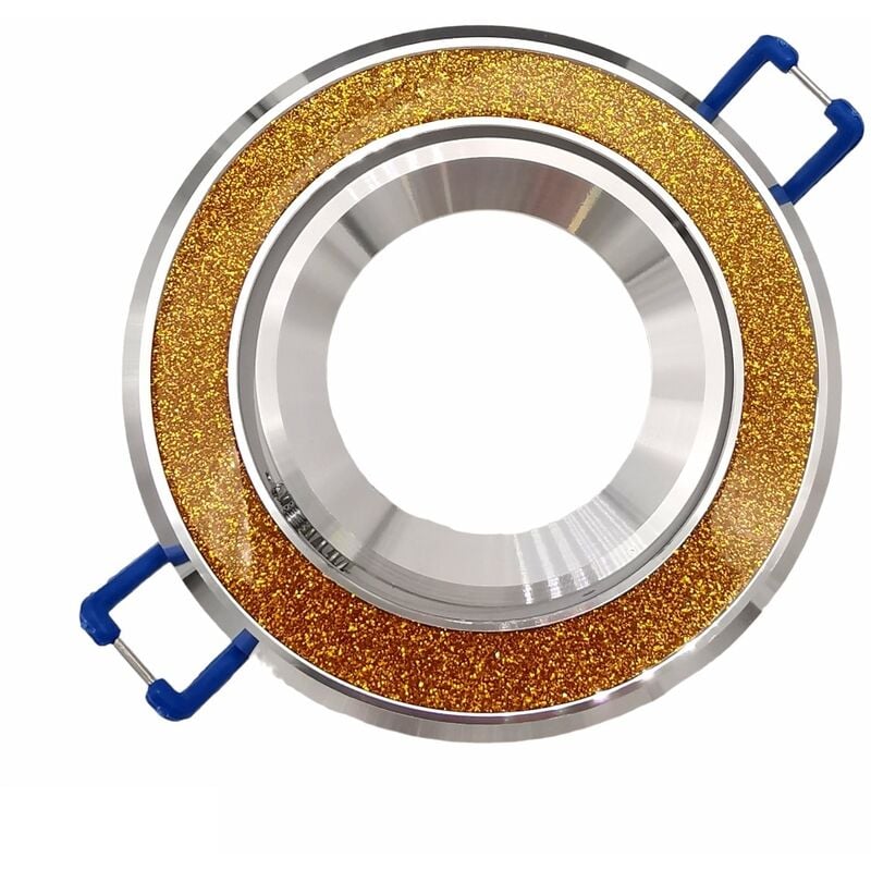 foto del prodotto portafaretto tondo oro con glitter brillantini orientabile da incasso cartongesso per lampadine led gu10