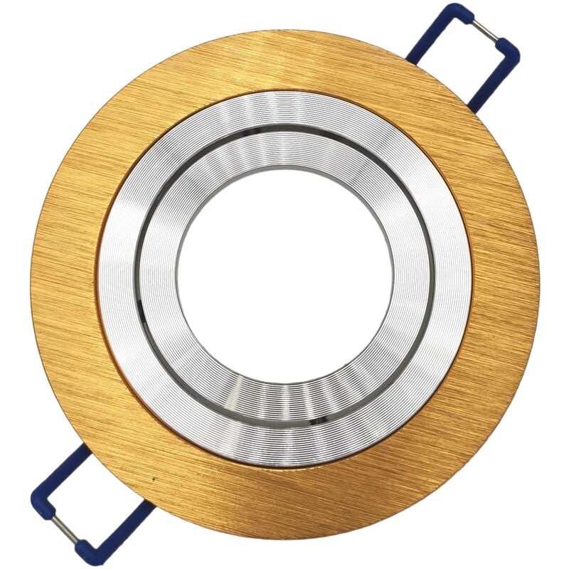 foto del prodotto portafaretto tondo oro satinato orientabile da incasso cartongesso per lampadine led gu10 con ghiera svitabile