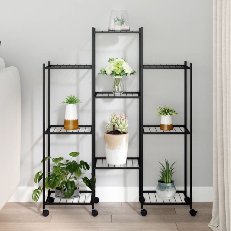 foto del prodotto portafiori con ruote 83x25x103,5 cm ferro nero vidaxl