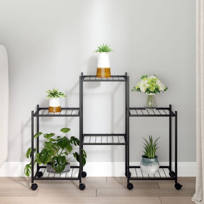foto del prodotto portafiori con ruote 83x25x63,5 cm ferro nero vidaxl