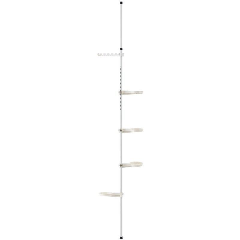 foto del prodotto portafiori telescopico portavaso portapiante in metallo e plastica regolabile in altezza tra 110 e 305 cm bianco