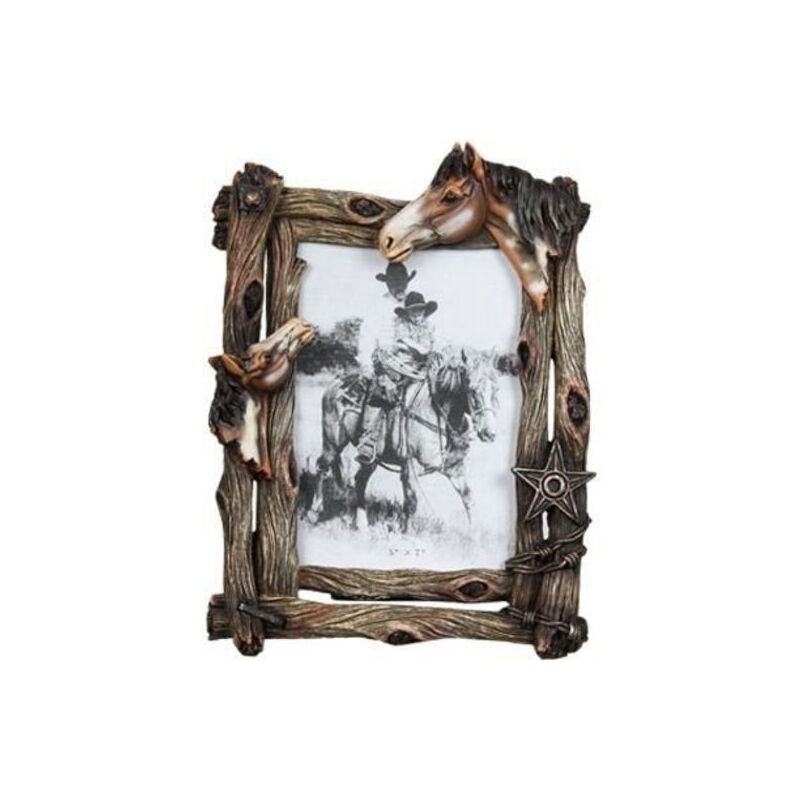 foto del prodotto portafoto con testa di cavallo realizzato in materiale sintetico