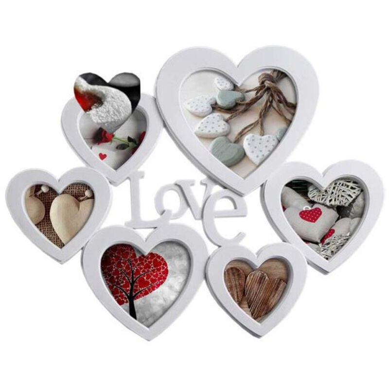 foto del prodotto portafoto multiplo cuore love cm 44x36 d&amp;casa