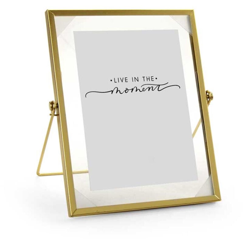 foto del prodotto portafoto verticale da tavolo in metallo 10x15 cm in colore oro