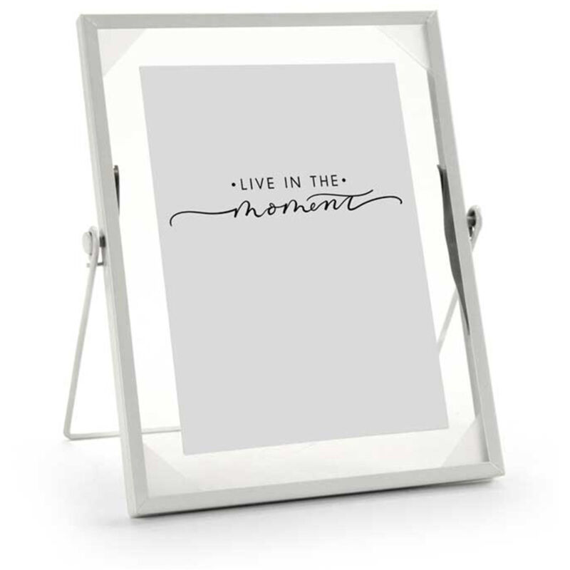 foto del prodotto portafoto verticale da tavolo in metallo 20x25 cm in colore bianco