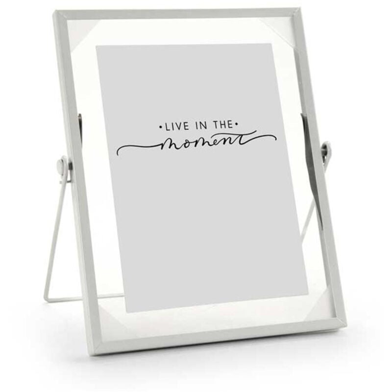 foto del prodotto portafoto verticale da tavolo in metallo 20x25 cm in colore bianco