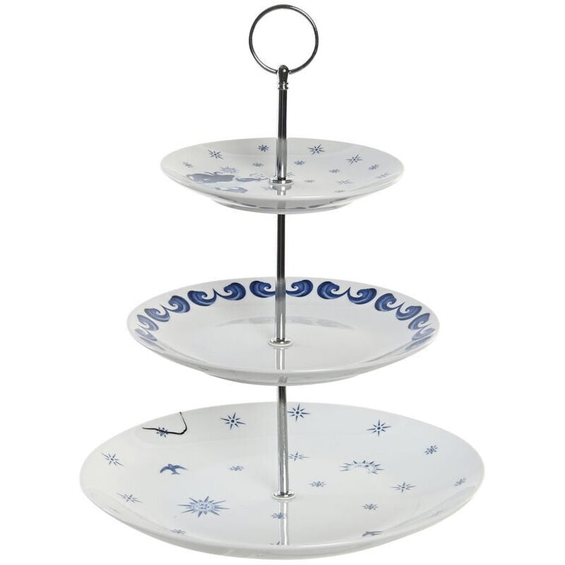 foto del prodotto portafrutta dkd home decor 27 x 27 x 34 cm porcellana azzurro metallo bianco