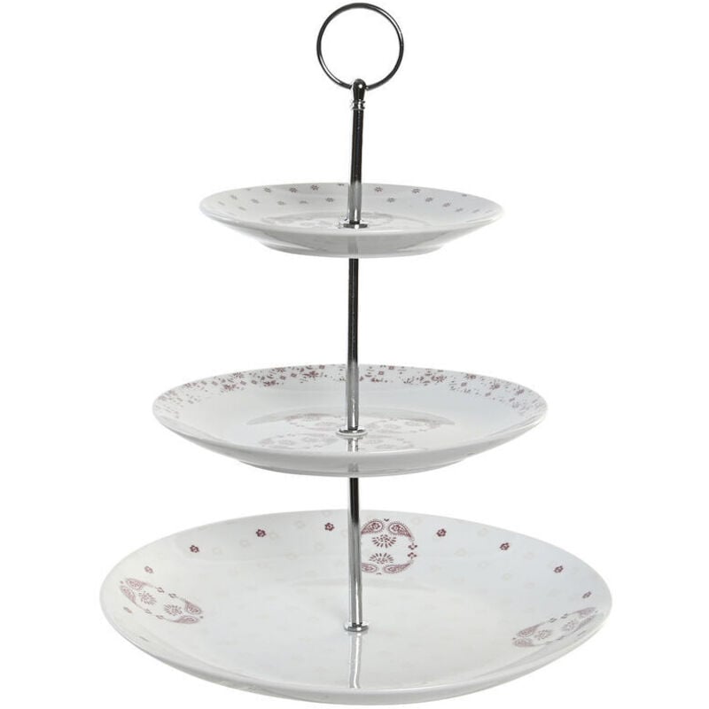 foto del prodotto portafrutta dkd home decor 27 x 27 x 34 cm porcellana rosa metallo bianco