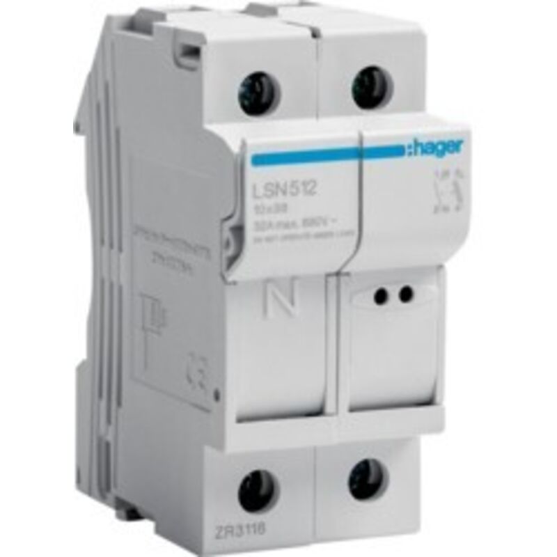 foto del prodotto portafusibile 10x38 1p n 2m hager cod. lsn512 